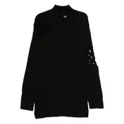 [Yohji Yamamoto] Yohji Yamamoto High-neck Lattice-insert Sweater III NUMERIC BLACK