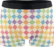 [FRODOTGV] Rainbow Chessboard Mens Boxer Briefs Shorts Breathable Underwear for Men Compression Interiores Para Hombres