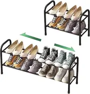 [kiplant] 2-Tier Shoe Rack for Closet, Expandable Metal Shoe Organizer for Closet, Adjustable Shoe Shelf Storage Organizer, Standing Shoe Rack for Entryway Closet Doorway