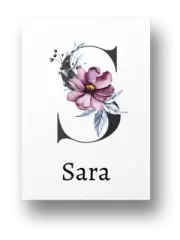 Kids Nursery Girls Name Initial Personalised Print Purple Flower Birth Design