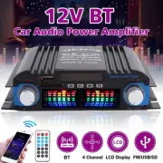 4 Channel Bluetooth Mini HiFi Power Amplifier Audio Stereo Amp Home Car FM