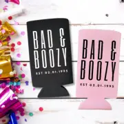 Custom Funny Birthday Can Coolers, Bad & Boozy Slim Spiked Seltzer Coolers