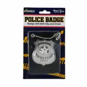KINREX Police Badge Costume for Kids Pretend Play Chain and Black Belt Clip