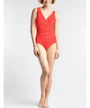 NEW MIRACLESUIT Size 16 Horizon One PIECE SWIMSUIT $150 Retail Orange Slimming