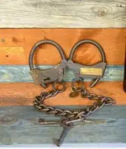 Alcatraz Prison Handcuffs Adjustable Iron Handcuffs with Chain Lot of 5 Unit