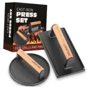 Burger Press Heavy-Duty Cast Iron Smashed Meat Steak Weight Grill Griddle