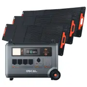 [EU Direct] Blackview OSCAL PowerMax 3600 Portable Power Station with 3*200W Solar Panel, 3600Wh LiFePO4 Solar Generator