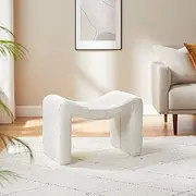VANOMi Large Footstool Ottoman, Multi-Functional Modern Foot Stool, Sofa Footrest Extra Seating for Living Room, Entryway, Hallways and Bedrooms, Large, White