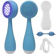 PMD Clean Acne - Smart Facial Cleansing Device with Silicone Brush & Acne-Fighting Blue Light Therapy Treatment - Waterproof - SonicGlow Vibration Technology - Clear Pores, Blackheads, and Acne