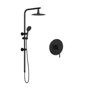 Welba 10" Rain Shower Head Set Round Handheld With Shower Mixer Tap Black