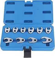 10 Pieces Crowfoot Wrenches 3/8 Inch Drive Flare Nut Wrench Set,Open End Wrench Head,Tubing Wrench Set,U Shaped Open End Spanner Metric 10‑22mm