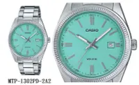 在飛比找Yahoo!奇摩拍賣優惠-CASIO 復古系列綠松色錶盤指針手錶 防水50米 MTP-