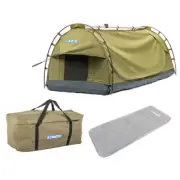 Kings Single Camping Hiking Swag + Self-Inflating Foam Mattress Mat + Canvas Bag