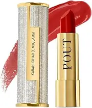 MyGlamm POUT by Karan Johar Tinted Plumping Lipstick | Glossy Lipstick for Women With Petal Glow Finish | Buildable Colour & Shine | Moisturising Formula | Kissable Pout (Red Shade) | 3.5g