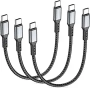 12inch Short USB C to C Cable, 3-Pack 1FT 65W USB C to USB C Charger Cable PD Fast Charging Type C to Type C Cord Braided for Samsung Galaxy S23 S22 S21, Note 20/10 Ultra, iPad Pro, Power Bank