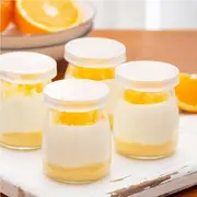 12x Glass Pudding Jars Glass Jars for Yogurt Milk Parfait with Lid Caps - 200ml