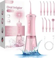 350ML Water Dental Picks for Teeth Cleaning and Flossing, Electric Oral Irrigator Cordless, 5 Modes 9 Jet Tips, Portable Water Dental Flosser for Home Travelling, Gifts for Women Men