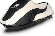 EliteShield Heavy Duty Waterproof Jetski Trailerable PWC Watercraft Jet Ski Cover Fits from 136"-145"(3 Seater) Two Tone Black/Grey