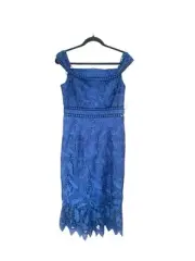 Aidan Mattox Lace Off Shoulder Midi Spring Summer Dress Size 8 NWT MSRP $245
