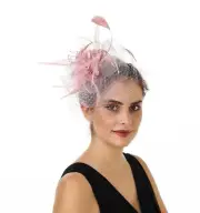 SAFERIN Women's Fascinators Feathers Tea Party Hat Veil Headband with Hair Cl...