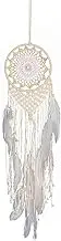 Boho Decor White Feather Dream Catcher - Wall Hangable Ornament for Bedroom, Wedding, Party, Nursery Decorations
