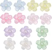 SOFPLATE 14Pcs 7 Colors Flower Pearl Charms Blossom Flower Charm Bulk ABS Imitation Pearls Floral Pendants with Hole Dangle Charms for Jewellery Making Charms Earrings Necklaces Bracelets DIY Crafts,
