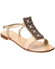 Manolo Blahnik Rikli 10 Leather Sandal 38.5 Brown