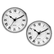 2Pcs 3.5" 90mm Quartz Roman Clock Insert, Fit 78mm/3", Silver/White, Style 3