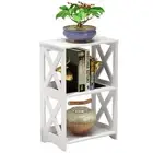 Rerii End Table, Side Table 3 Tier, Simple Bedside Nightstand, 2 Shelf Small