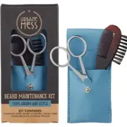 Urbane Mess BEARD MAINTENANCE KIT Stainless Steel Scissors Facial Hair Comb NEW