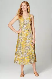 J.Jill - M - NEW Linen A-Line Midi Dress - Daisy Vibrant Tropical - NWT (2N1)