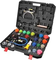 34-Piece Universal Radiator Pressure Tester Kit Automotive Vacuum Cooling Sytem Refill Kit Leak Detection Tool Coolant Pressure Gauge with Storage Case for Car Truck SUV