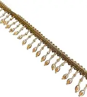 PIYUCRAFTS Golden Beaded Fringe Trim – 1.18 Inch Wide Handmade Lace Border for Sarees, Dresses, Lehengas, Curtains, DIY Projects | Available in 1, 3, 6 Yard (6)