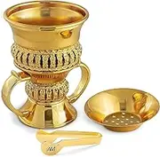 AM Regal Metal Incense Burner - Bakhoor Burner Mubkhara – Frankincense Insence Burner - Ideal for Yoga, Spa & Aromatherapy (Gold)