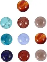 Hohopeti 10pcs Flat Back Gemstone Stickers Handmade Jewelry Accessories Round Cabochons for DIY Crafting for Necklaces Bracelets Keychains and More