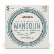 3 Pack D'Addario EJ73 Mandolin Strings, Phosphor Bronze, Light 10-38 EJ73-3D