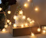 L05 2M 20 Led Battery Box Curtain Festive String Lights Christmas Lover Decoration Warm White Lighting Fur Ball Hanging Light