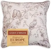 Maison d' Hermine Decorative Pillow Covers 18 x 18 Inch Square 100% Cotton Throw Pillow Covers with Zipper - Chair, Couches, Sofas, Bedroom, Home - Gifts for Mothers Day (Jouy Paradise - Beige)