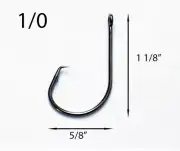 PACK OF 1000 Size 1/0 TACKLEWORKS Circle Inline Fishing Hooks 7381