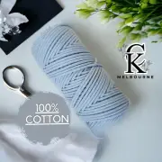4MM macrame Braided cord, PASTEL BLUE, 100m, 100% Cotton Rope Yarn Craft