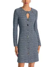 Misook Tweed Knit Keyhole Sheath Dress