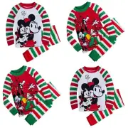 Disney Store Mickey & Friends Goofy Minnie Mouse Figaro Holiday PJs Pajamas NEW