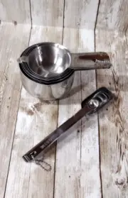 Stainless Steel Measuring Cups and Spoons 12 pcs Set Stackable Heavy Duty