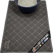 GORILLA GRIP Cat Litter Box Mat, Water Resistant Kitty Litter Trapping Mat, Textured Backing, Easy to Clean, Less Waste and Clean Floors, Kitten Supplies for Indoor Cats, Soft on Paws, 24x17 Dark Gray