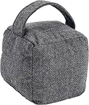 Nicola Spring Home Interior Doorstop - Grey Herringbone Patterned Door Stop with Handle