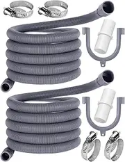 2Pack Dishwasher Washing Machine Replacement Hoses Kit, 2M Drain Hose, Washer Extension Kits Flexible Corrugated With 2 Adapter 2 U-Bend Holder 4 Hose Clamps