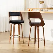 2x Artiss Bar Stools Swivel Leather Chair 65cm