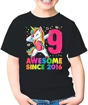 [Generic] 9 Years Old Unicorn Dabbing 9th Birthday Girl Unicorn Party Unisex Kids Shirt Gift Boy Girl