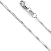 [The World Jewelry Center] 14k REAL Yellow OR White Gold Solid 1.1mm Box Link Chain Necklace with Lobster Claw Clasp