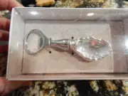 NEW Roux Brands Oyster Shell Handle Bottle Opener Silver Gift Boxed